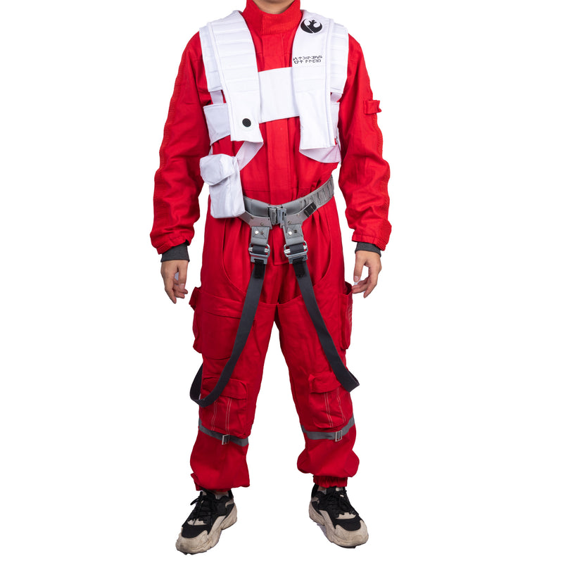 【New Arrival】Xcoser Star Wars Poe Dameron Upgrade Costume Cosplay Red Jumpsuit Suit Unisex Halloween Cosplay Outfit