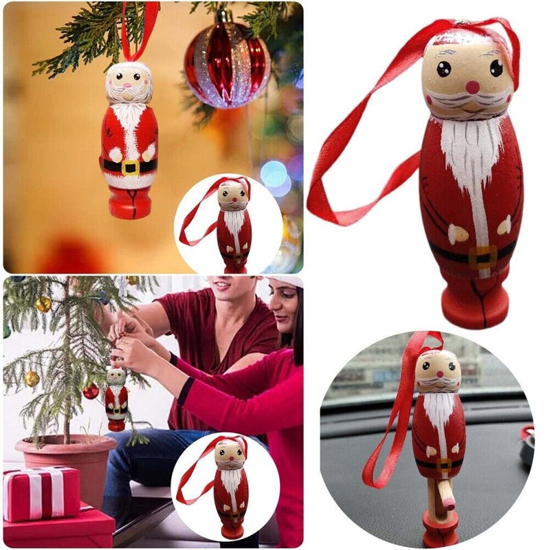 【New Arrival】Xcoser 2023 Funny Wood Santa Christmas Ornaments Xmas Tree Hanging Pendant Home Decors