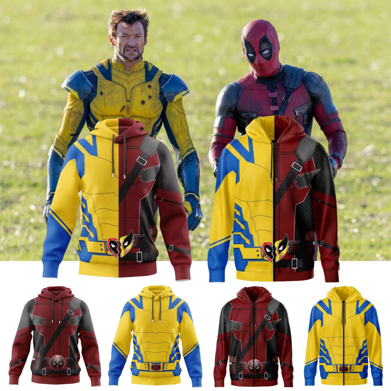 Xcoser Movie Deadpool 3 Wade Wilson Wolverine Hoodie Mens Sweatshirt Cosplay Costumes