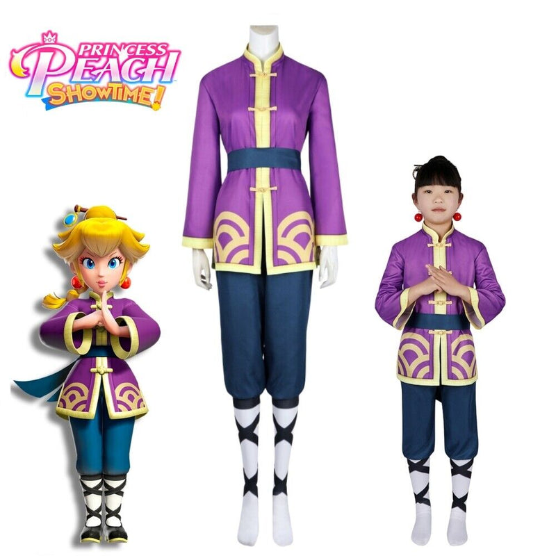 【New Arrival】Xcoser Game Princess Peach Show Time Kong Fu Peach Cosplay Costume Adults/Kids Full Set