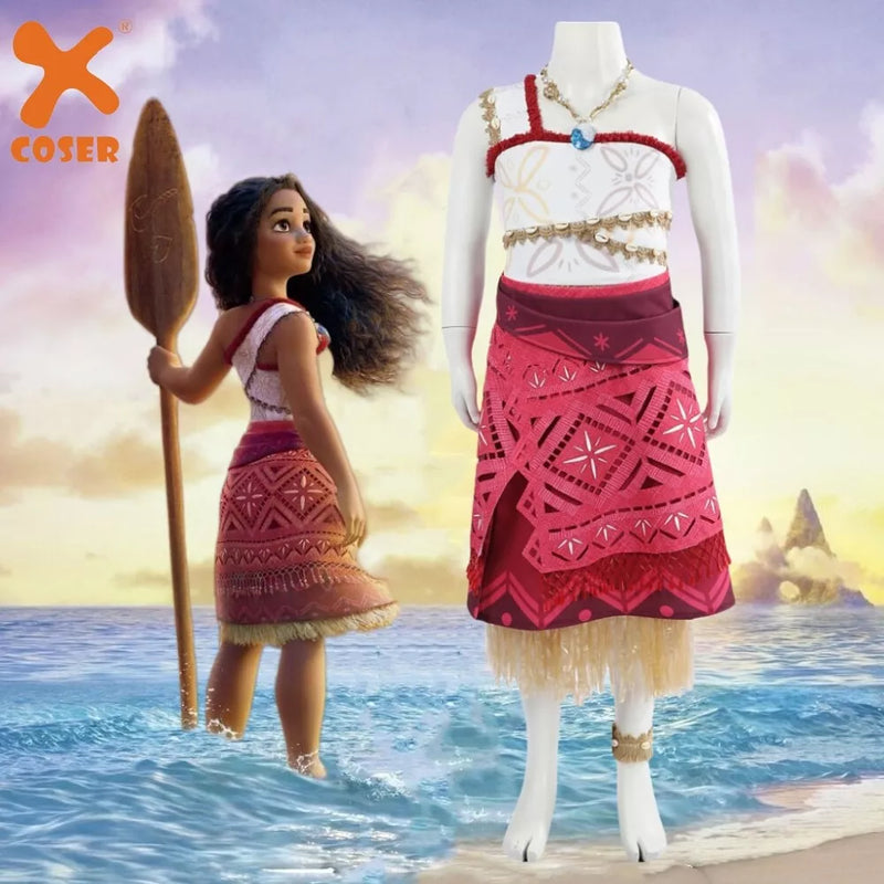 【New Arrival】Xcoser Moana 2 Princess Moana Cosplay Costume with Necklace Fancy Party Dress