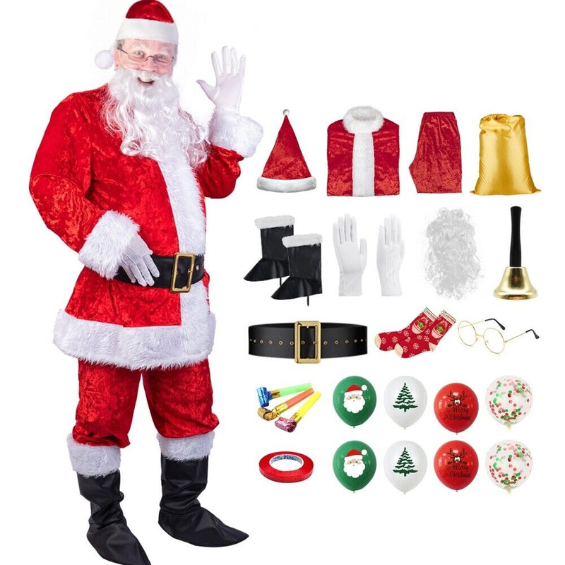 DressVoguer Santa Claus Costume for Men，Santa Costume Santa Suit 25pcs Santa Claus Adult Christmas Cosplay Santa Outfit