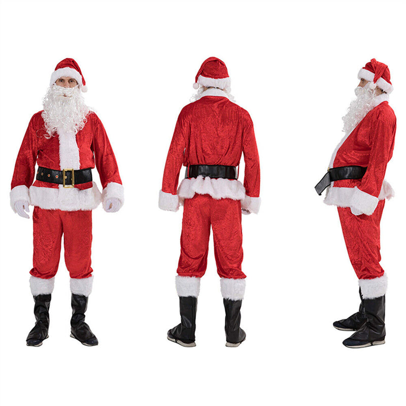 25pcs Set Santa Claus Cosplay Costume Adult Christmas Costume Santa Outfit Suit