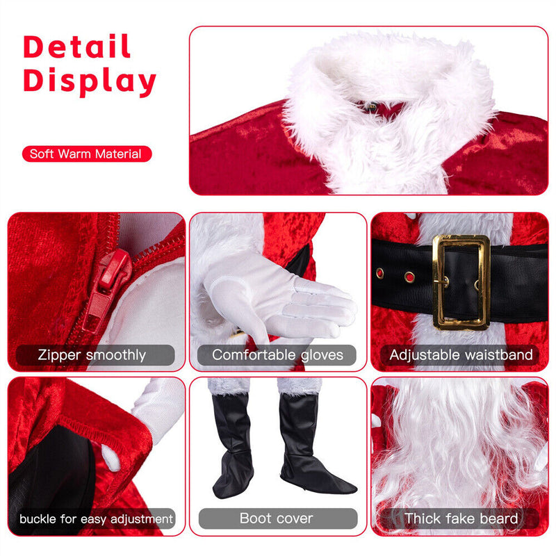 25pcs Set Santa Claus Cosplay Costume Adult Christmas Costume Santa Outfit Suit