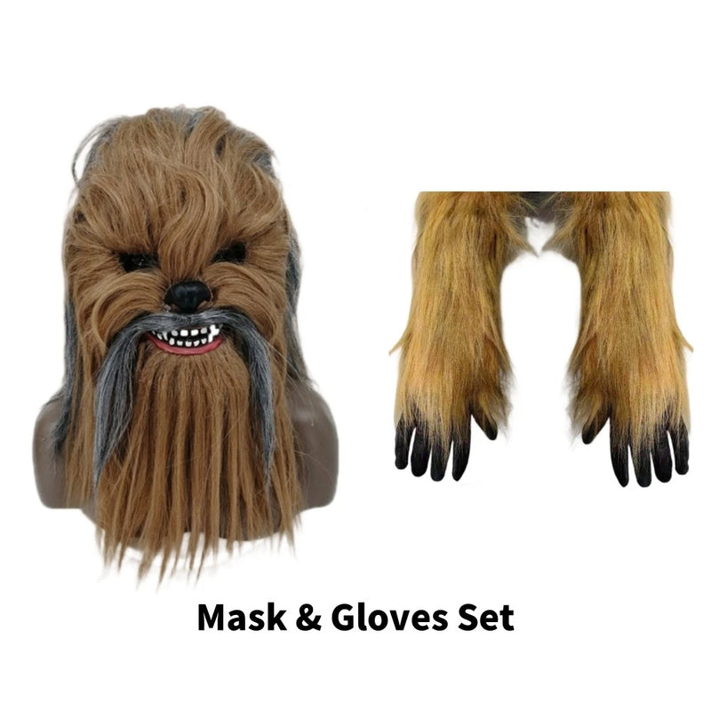 【New Arrival】Star Wars Chewbacca Cosplay Masks & Gloves Latex Mouth Movable Halloween Props