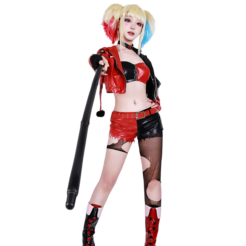 【New Arrival】Xcoser Suicide Squad ISEKAI Harley Quinn Cosplay Costume Wig Outfit Halloween