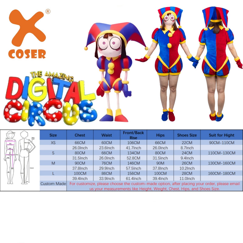 Xcoser The Amazing Digital Circus Pomni Costume Cosplay  Full Set Adult Children